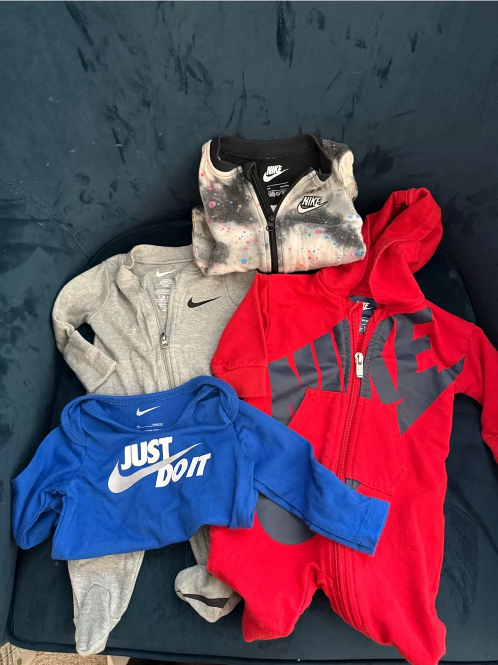Nike Kids Red and Blue Bodysuit & Tops Set with Gray and Black Accents